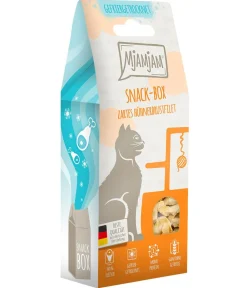 MjAMjAM® Katzenleckerlies & Getränke - Katzensnack Snackbox zartes Hühnerbrustfilet, Adult, 40 g