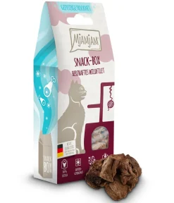MjAMjAM® Katzenleckerlies & Getränke - Katzensnack Snackbox herzhaftes Wildfilet, Adult, 35 g