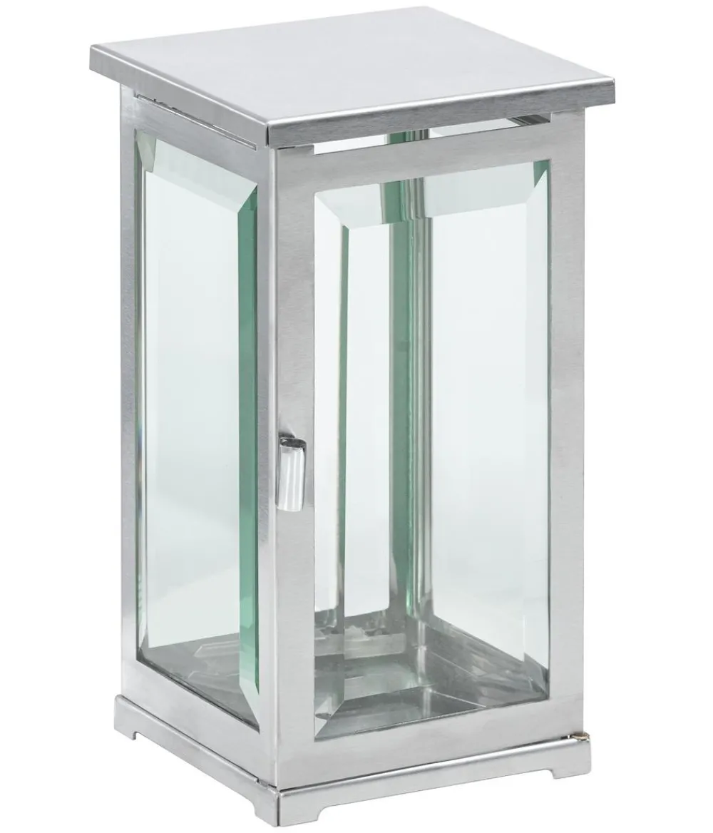 Moll Grablampe, Edelstahl/Facettenglas, ca. B11,5/H20,5/T11,5 cm Silber Clearance