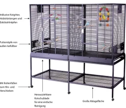 Montana Vogelvoliere Madeira Double, Antik, ca. B165/H155/T54 cm Dunkelgrau