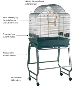 Montana Vogelvoliere Memphis II Antik, , ca. B66/H144/T45 cm Dunkelgrau
