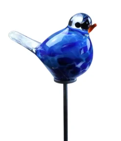 MP Glaszauber Glas-Vogel Spatz mit Stab Blau Outlet