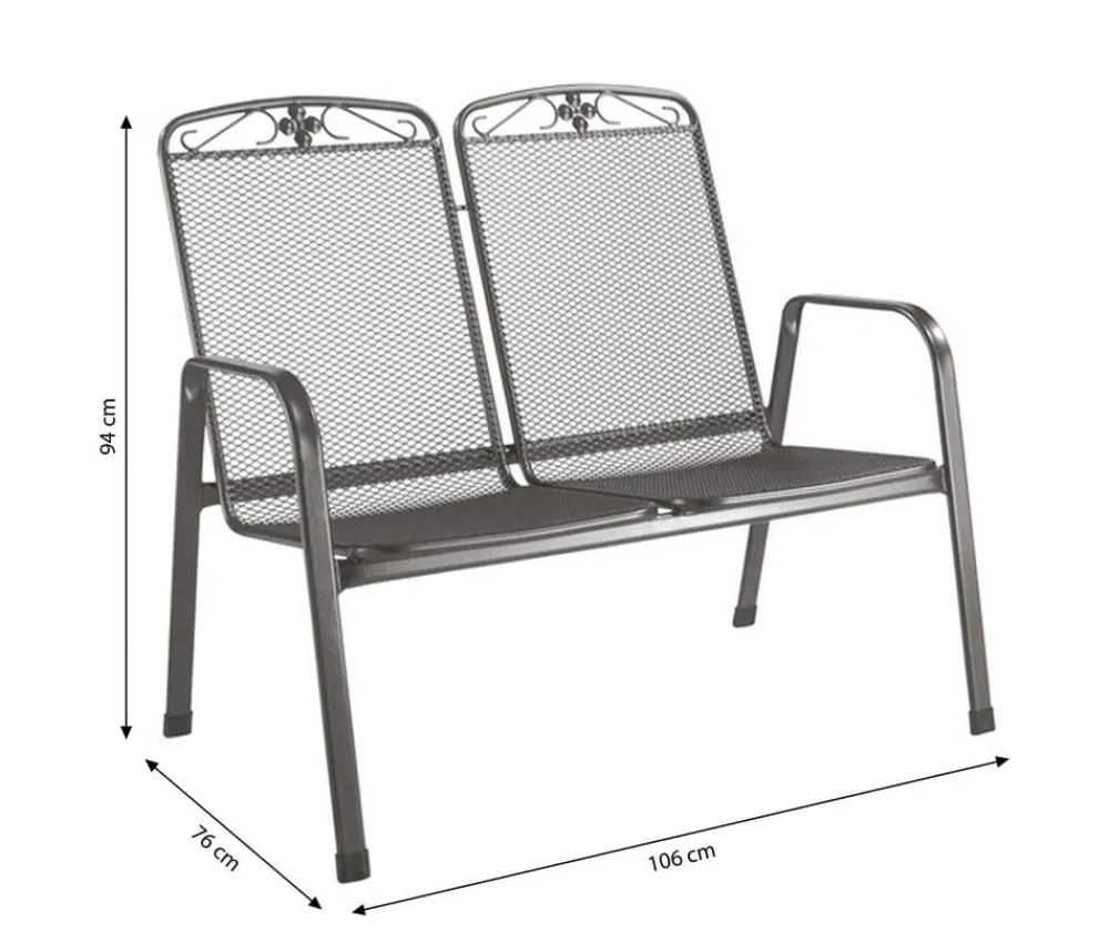 MWH 2-Sitzer Gartenbänke|Gartenbänke Metall > Metall-Bank Savoy, 2-Sitzer