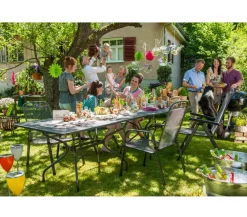 MWH Gartenstühle Metall|Stapelstühle - Metall-Gartensessel Savoy Grau