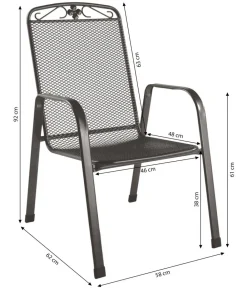 MWH Gartenstühle Metall|Stapelstühle - Metall-Gartensessel Savoy Grau