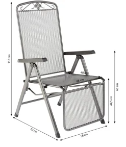 MWH Gartenstühle Metall|Relaxstühle - Metall-Relaxsessel Savoy Grau