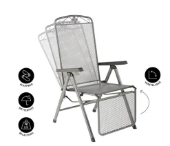 MWH Gartenstühle Metall|Relaxstühle - Metall-Relaxsessel Savoy Grau