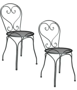 MWH Gartenstühle Metall|Stapelstühle - Stapelsessel-Set Caffeo, 2-teilig Grau