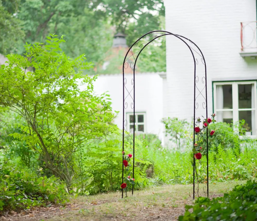 NATURE Metall-Rosenbogen, ca. B100/H230/T37 cm Schwarz New