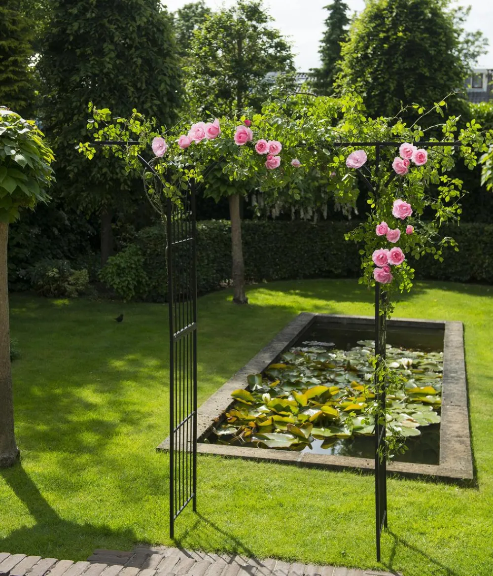 NATURE Rosenbögen - Metall Rosenbogen, ca. B114/H232/T66 cm Schwarz