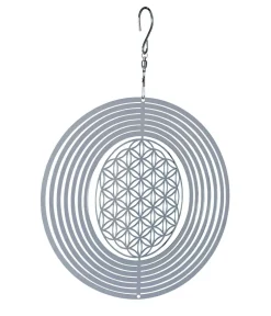 Nature´s Melody Windspiele & Gartenstecker - NATURE'S MELODY Windspiel Cosmo Blume des Lebens, Ø 20 x 29,3 cm, Silber