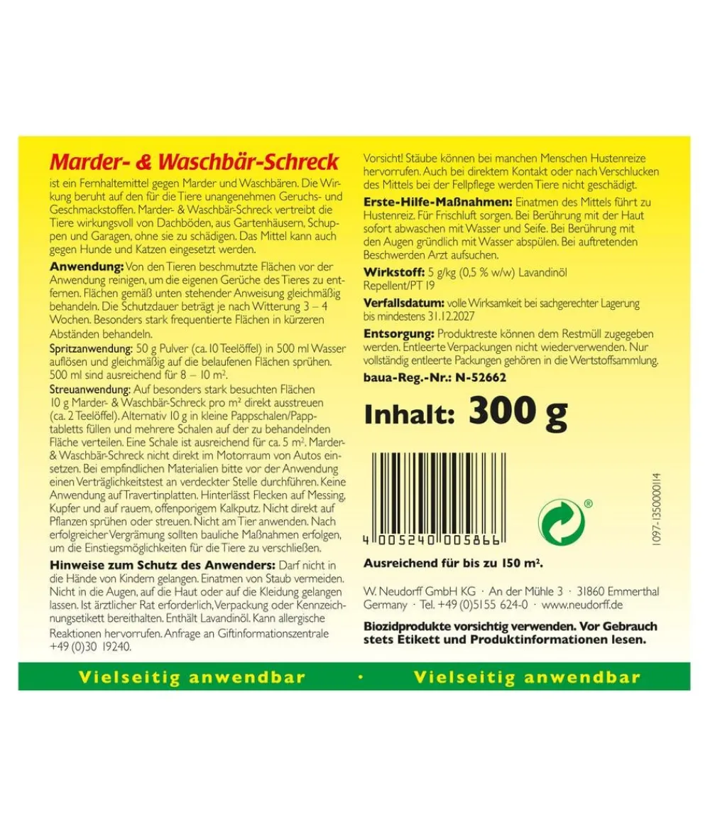 Neudorff Marder- & Waschbär-Schreck, 300 g Hot