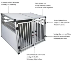 Nobby® Hundetransportboxen - Nobby Aluminium-Autotransportbox Doppelt New Design, , ca. B92/H68/T88 cm Silber