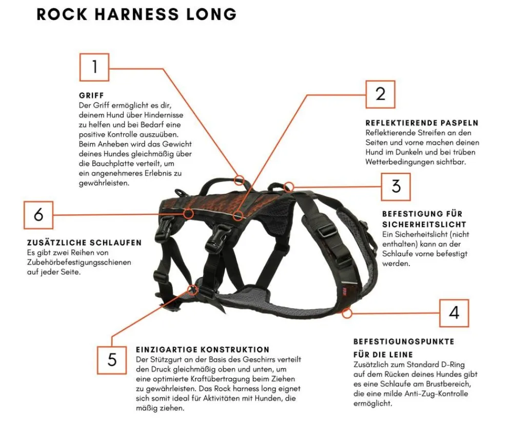 Non-stop dogwear Hundehalsbänder & Geschirre - Mehrzweck-Hundegeschirr Rock harness long, /