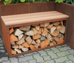 palatino Kaminholzregale > Cortenstahl-Kaminholzlager Woodpecker PRO