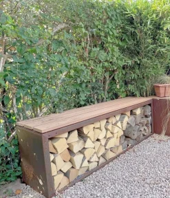 palatino Kaminholzregale > Cortenstahl-Kaminholzlager Woodpecker PRO