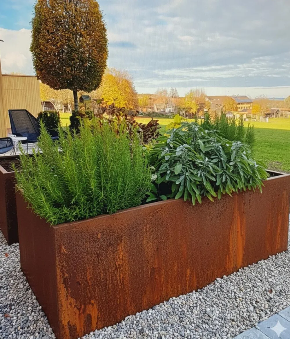palatino Hochbeete & Frühbeete > Cortenstahl-Pflanzgefäß Urban mit Zwischenboden, rechteckig, , ca. B200/H70/T100 cm