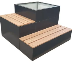palatino Gartenbänke Metall|Hochbeete & Frühbeete - Metall-Hochbeet Schatzinsel mit Sitzbank, ca. B120/H75/T120 cm Anthrazit