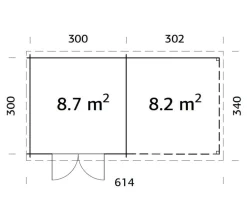 Palmako Gartenhaus Ella, inkl. Seitendach, ca. B614/H214/T340 cm Grau Online