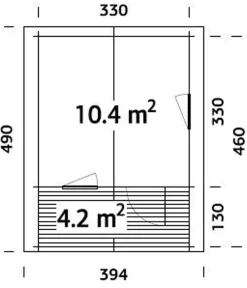 Palmako Gartenhaus Emma, ca. B394/H257/T490 cm Natur Clearance