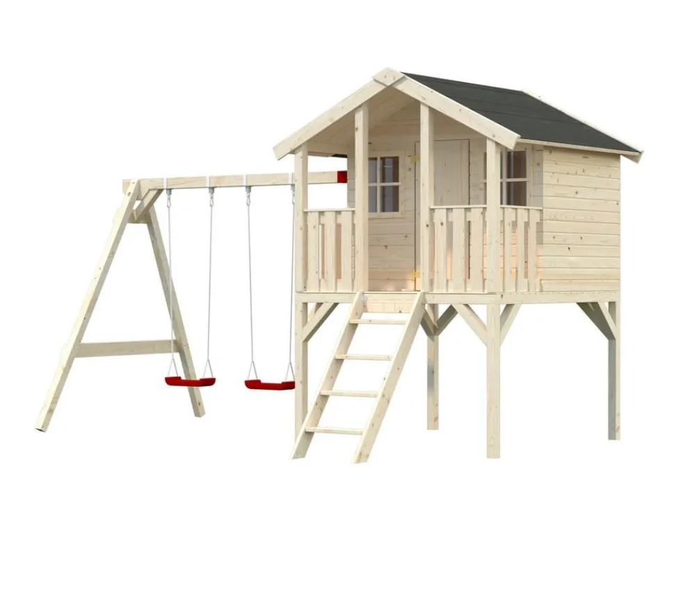 Palmako Spielhaus Toby, inkl. Anbauschaukel Natur Discount
