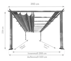 Paragon Outdoor Pergolen > -Pergola Florida 1116, inkl. Sonnensegel , ca. B350,4/H236/T505 cm