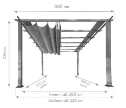Paragon Outdoor -Pergola Florida 1111, inkl. Sonnensegel , ca. B350,4/H235/T350 cm Weiß