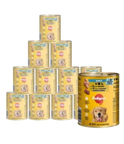 Pedigree® Nassfutter für Hunde Adult mit 3 Sorten Geflügel in Pastete, 12x800 g Discount