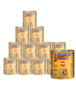 Pedigree® Nassfutter Hund - Nassfutter für Hunde Adult, mit 3 Sorten von Rind, Lamm Huhn in Pastete, 12x800 g