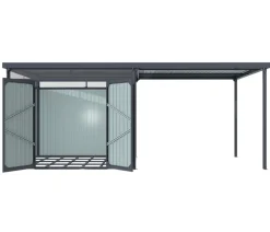Pergart Gartenhäuser & Gerätehäuser - Metallgerätehaus Basel inkl. Schleppdach Anthrazit