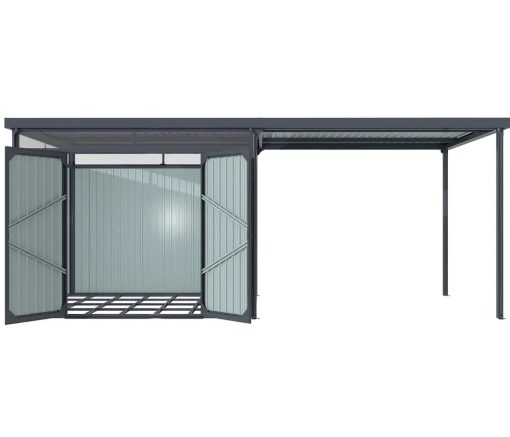 Pergart Gartenhäuser & Gerätehäuser - Metallgerätehaus Basel inkl. Schleppdach Anthrazit