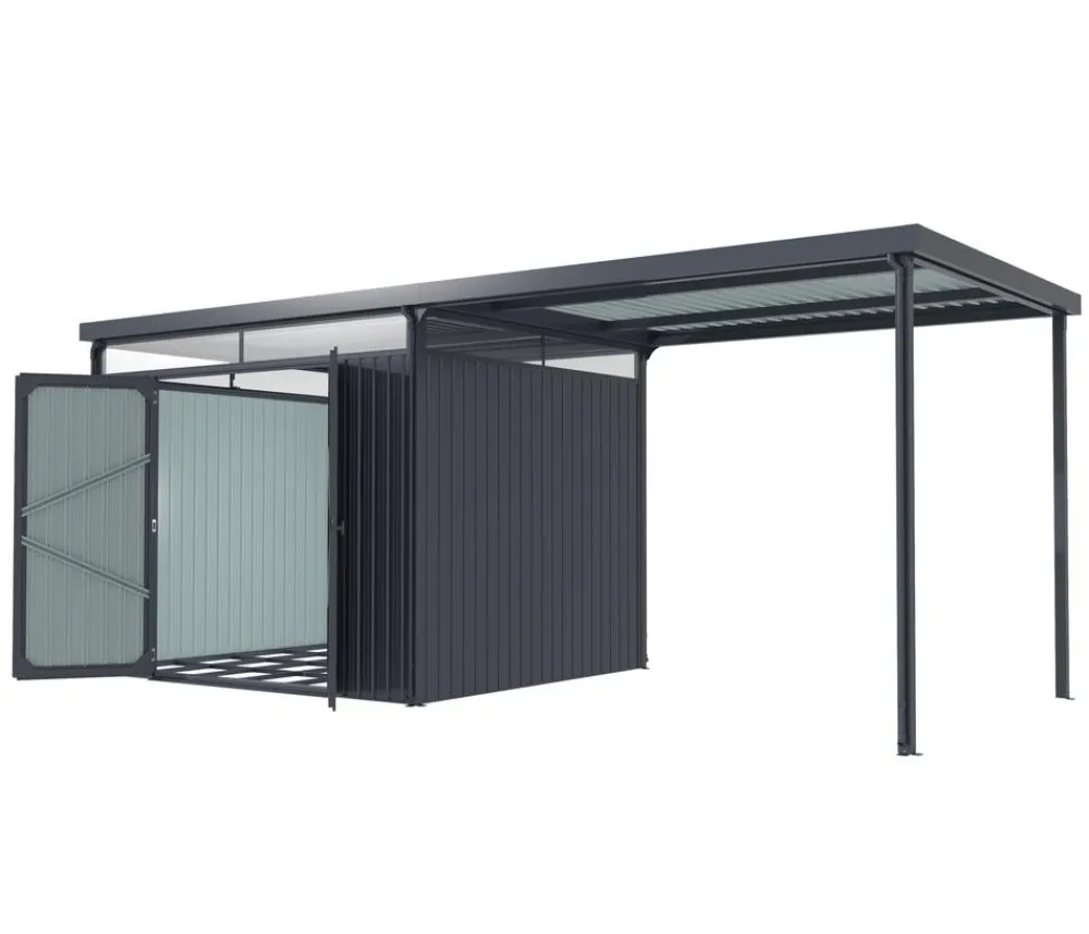 Pergart Gartenhäuser & Gerätehäuser - Metallgerätehaus Basel inkl. Schleppdach Anthrazit