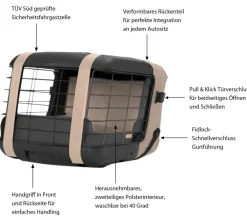 4pets® Hundetransportboxen - Transportbox CAREE, ca. B47,2/H46,5/T57 cm Beige