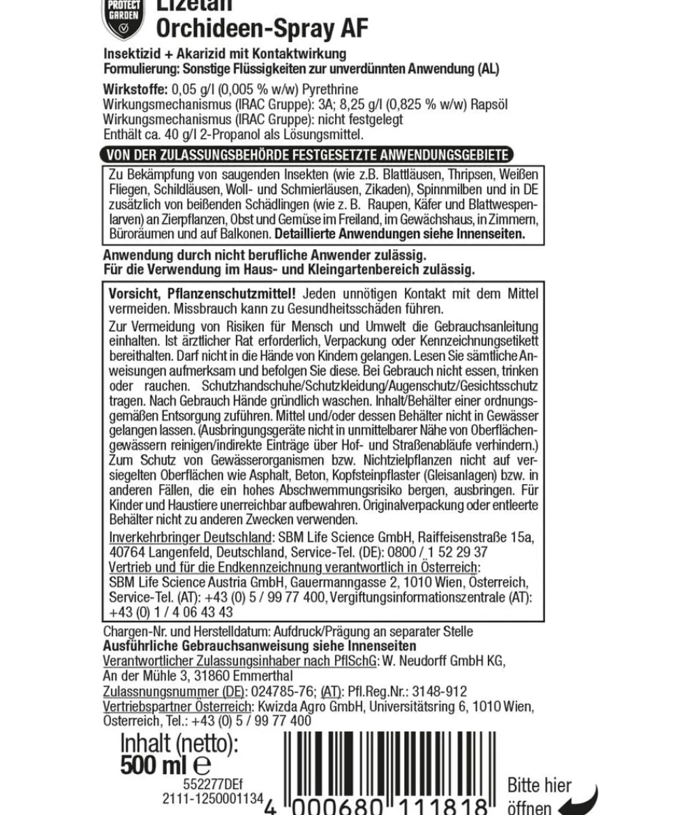 PROTECT GARDEN Schädlingsbekämpfungsmittel > Lizetan Orchideen-Spray AF, 500 ml