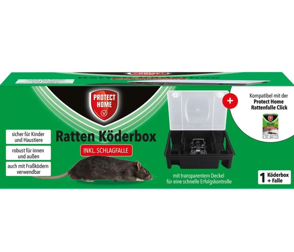 PROTECT HOME Schädlingsbekämpfungsmittel - Rattenköderbox inkl. Schlagfalle, 1 Stk.