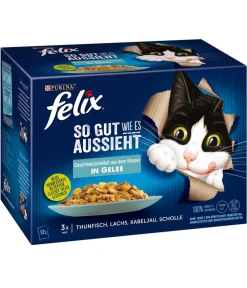 PURINA felix® Nassfutter Katze > Nassfutter für Katzen So gut wie es aussieht Geschmacksvielfalt aus dem Wasser