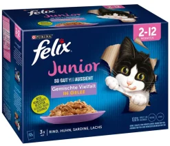 PURINA felix® Nassfutter Katze - Nassfutter für Katzen So gut wie es aussieht Gemischte Vielfalt Junior