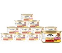 PURINA GOURMET™ Nassfutter Katze > Gold Nassfutter für Katzen Raffiniertes Ragout Duetto Adult, Rind & Huhn, 12 x 85 g