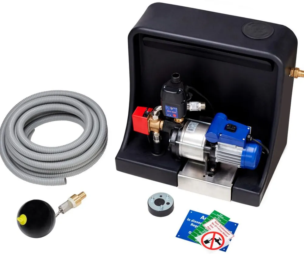 4rain Regentonnen & Zisternen - Flachtank-Paket Flat L Haus-Premium Blau