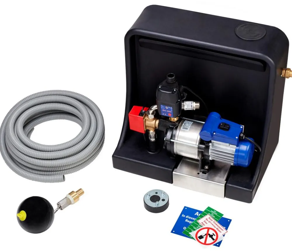 4rain Regentonnen & Zisternen > Flachtank-Paket Flat M Haus-Premium
