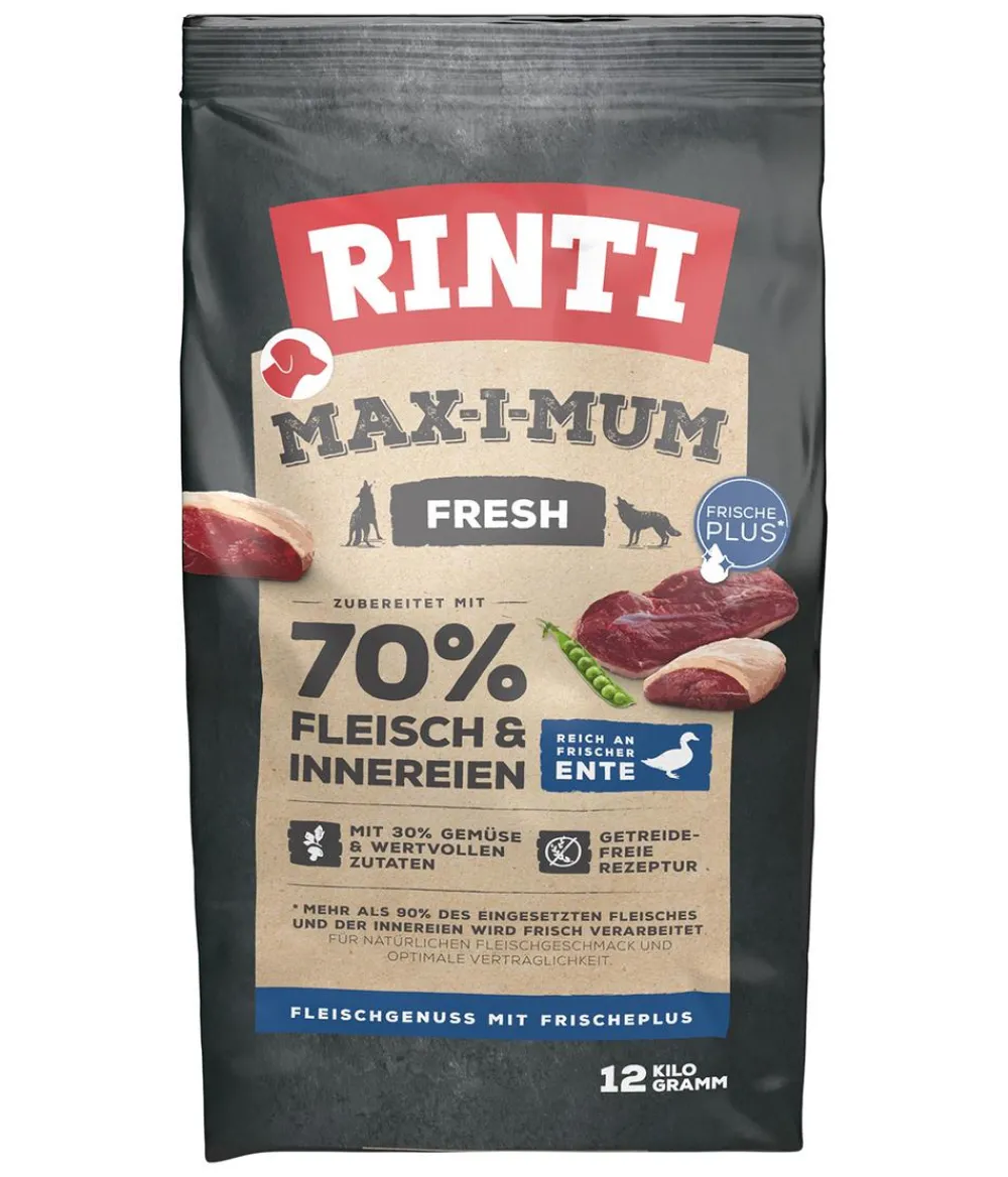 Rinti Trockenfutter Hund - Trockenfutter für Hunde MAX-I-MUM Fresh Adult, Ente