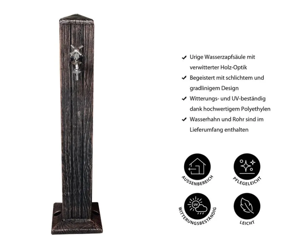 Roto Kunststoff-Wasserzapfsäule Zeus komplett, ca. H93 cm Dunkelbraun Hot