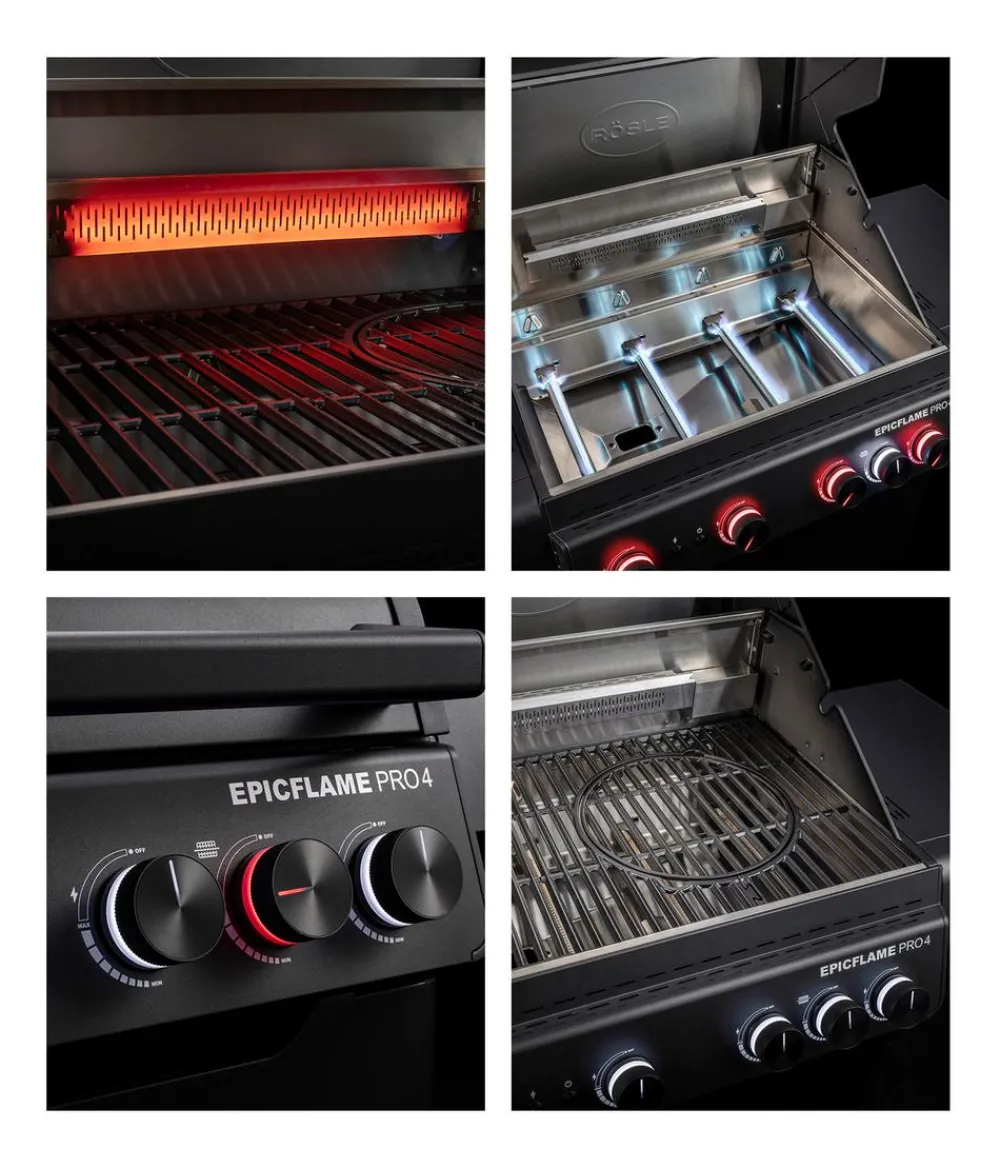 Rösle Gasgrills - Gasgrill Epicflame Pro 4 50 mbar, ca. B119/H138/T61 cm Schwarz