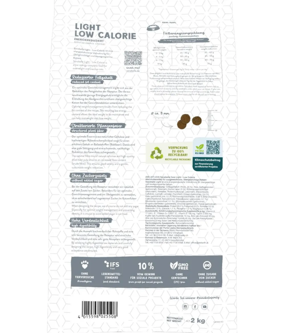 Sanabelle® Care Trockenfutter für Katzen Light Low Calorie Adult, Geflügel Best