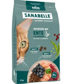 Sanabelle® Trockenfutter Katze - Life Trockenfutter für Katzen Outdoor Adult, Ente & Blaubeere