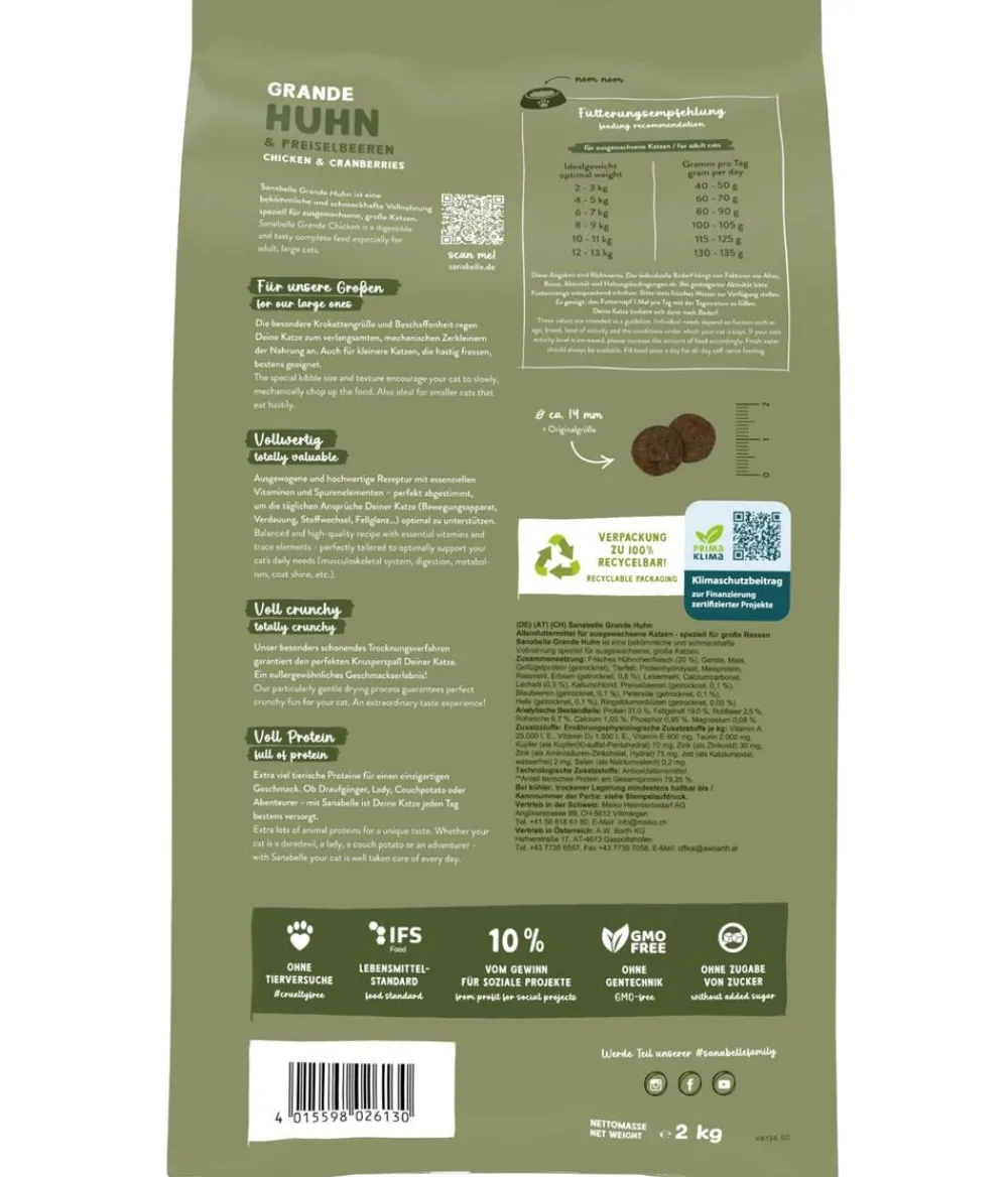 Sanabelle® Trockenfutter Katze > Life Trockenfutter für Katzen Grande Adult, Huhn & Preiselbeere