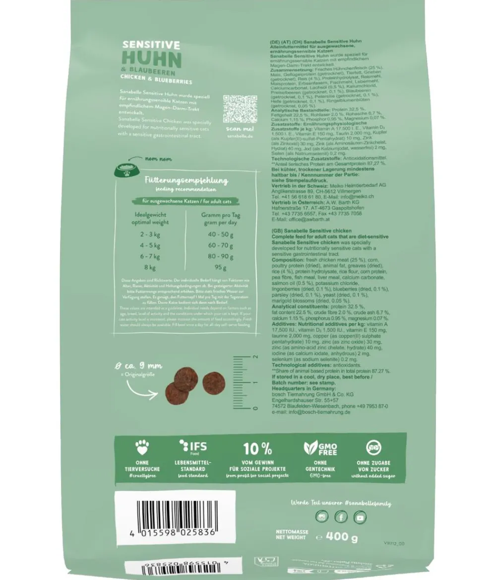 Sanabelle® Life Trockenfutter für Katzen Sensitiv Adult, Huhn & Preiselbeeren Hot
