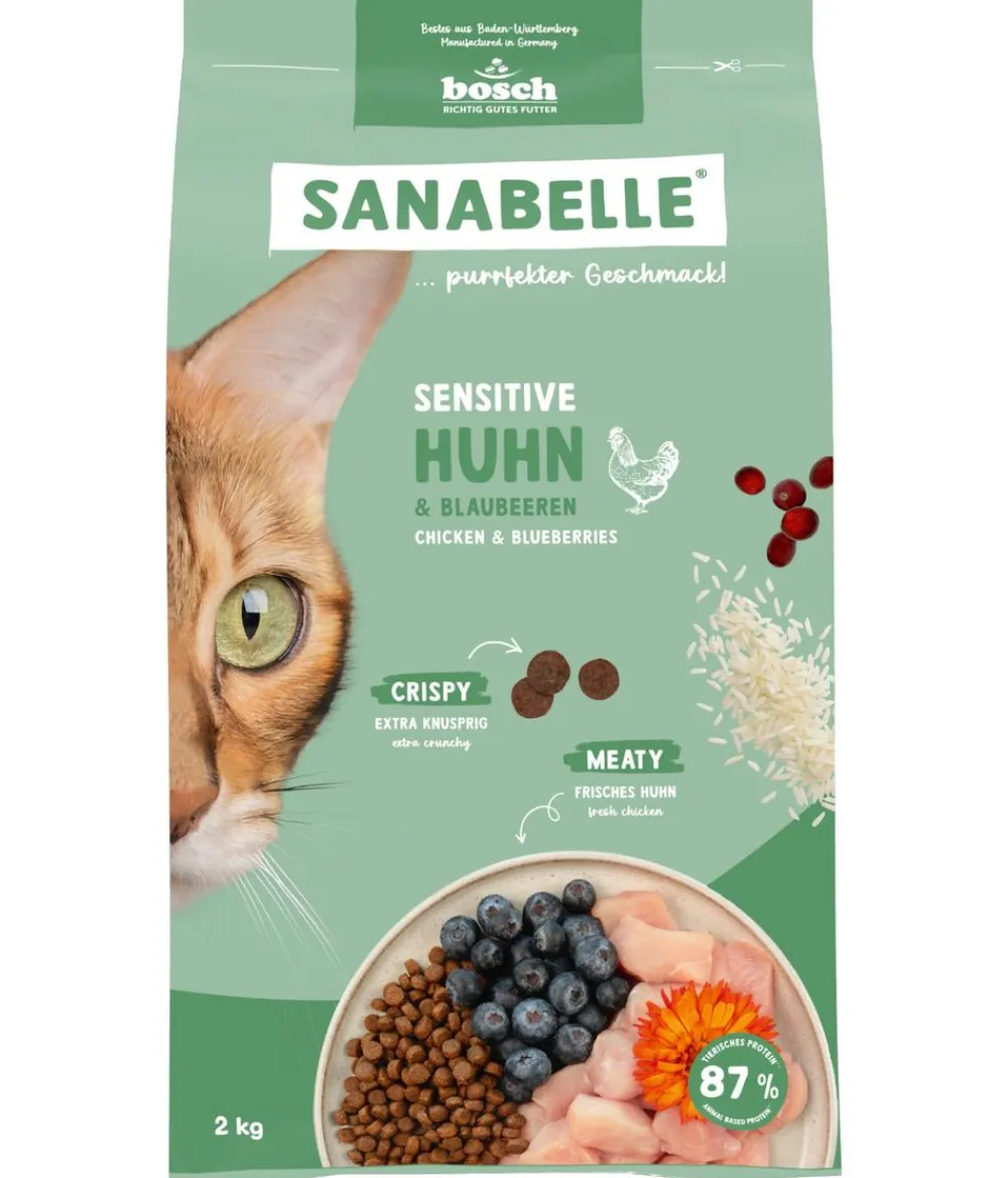 Sanabelle® Trockenfutter Katze - Life Trockenfutter für Katzen Sensitiv Adult, Huhn & Preiselbeeren