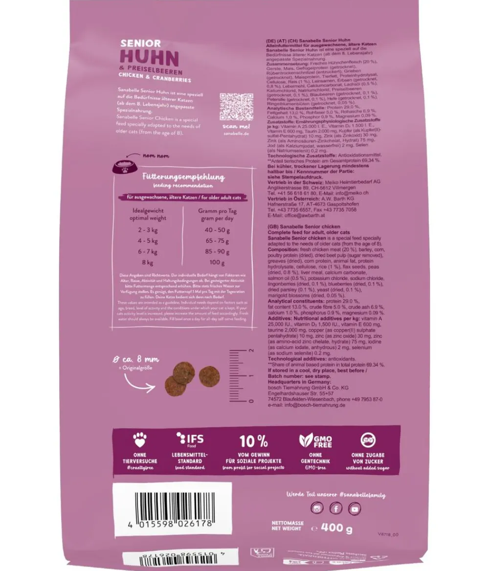 Sanabelle® Trockenfutter Katze > Life Trockenfutter für Katzen Senior, Huhn & Preiselbeeren