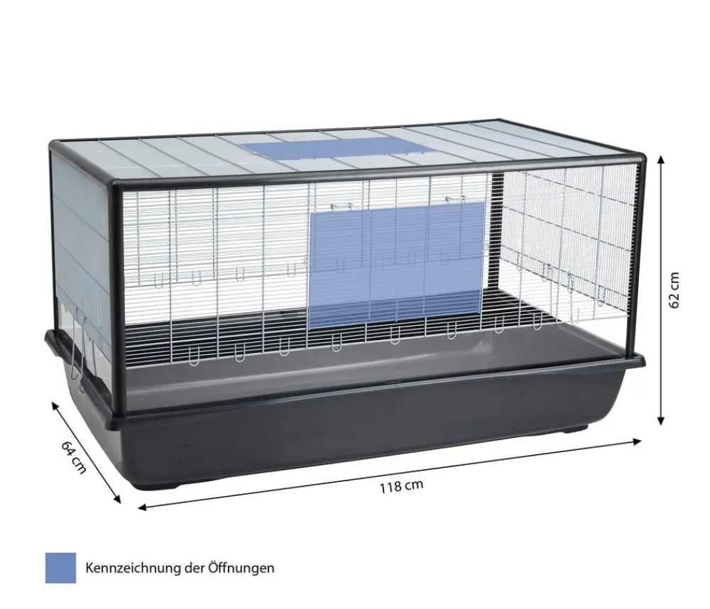Savic Nagerkäfige - Nagerheim Aura, ca. B118/H62/T64 cm Schwarz